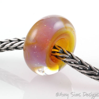 Big Hole European Style Lampwork Glass Bead Pink Haze