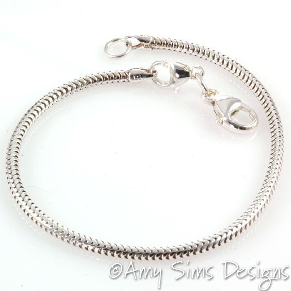 Snake Bracelet for European Charm Beads Interchangeable Sterling Shiny Snake Chain