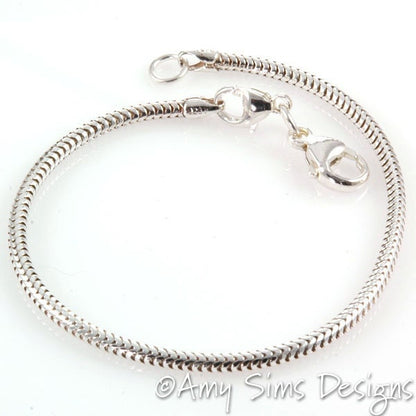 Snake Bracelet for European Charm Beads Interchangeable Sterling Shiny Snake Chain