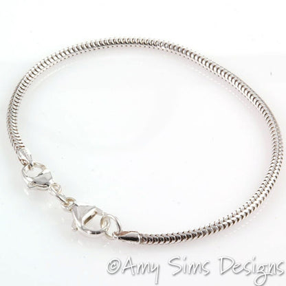 Snake Bracelet for European Charm Beads Interchangeable Sterling Shiny Snake Chain
