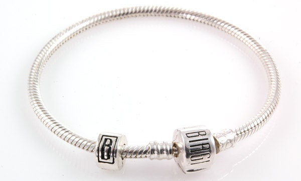 Biagi Snake Bracelet with Bead Clasp and Lock Clip Sterling Silver