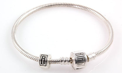 Biagi Snake Bracelet with Bead Clasp and Lock Clip Sterling Silver
