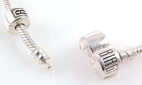 Biagi Snake Bracelet with Bead Clasp and Lock Clip Sterling Silver