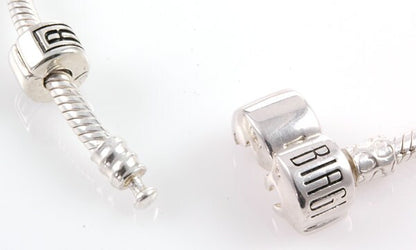 Biagi Snake Bracelet with Bead Clasp and Lock Clip Sterling Silver