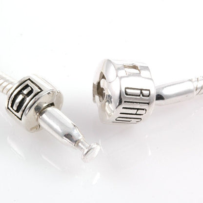 Biagi Snake Bracelet with Bead Clasp and Lock Clip Sterling Silver
