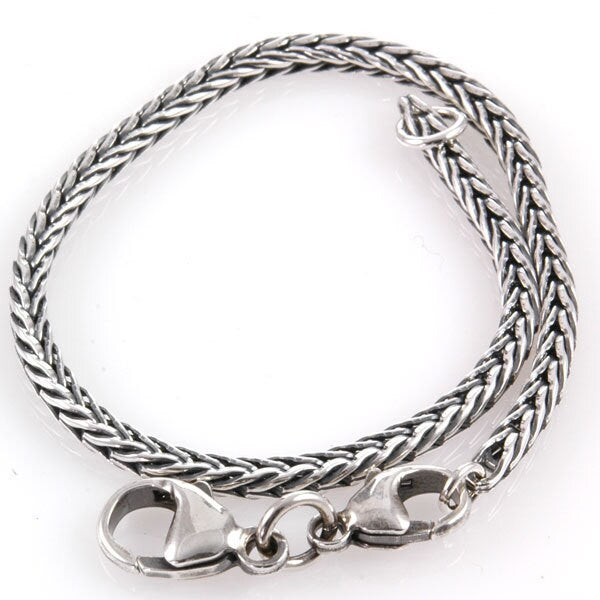 Foxtail Bracelet for European Charm Beads Interchangeable Sterling Oxidized Foxtail Chain