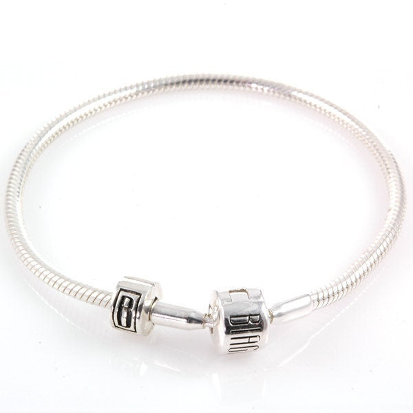 Biagi Snake Bracelet with Bead Clasp and Lock Clip Sterling Silver