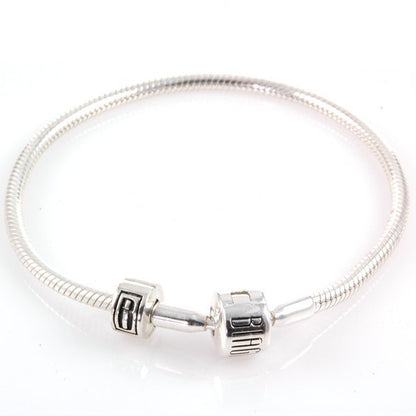 Biagi Snake Bracelet with Bead Clasp and Lock Clip Sterling Silver
