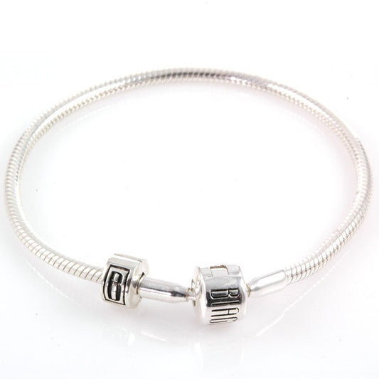 Biagi Snake Bracelet with Bead Clasp and Lock Clip Sterling Silver