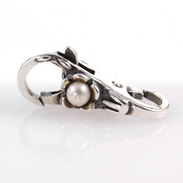 Trollbead style Double Lock Pearl Flower Clasp Sterling