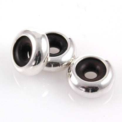 Smooth Sterling Silver Rubber Lined Stopper for European Charm Bracelets Beads