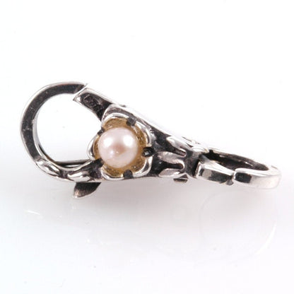 Trollbead style Double Lock Pearl Flower Clasp Sterling