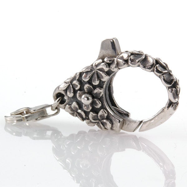 Trollbead style Double Lock Large Flower Lace Clasp Sterling