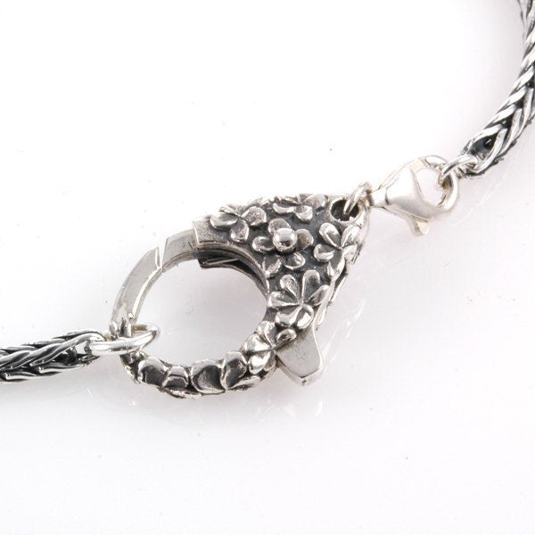 Trollbead style Double Lock Large Flower Lace Clasp Sterling