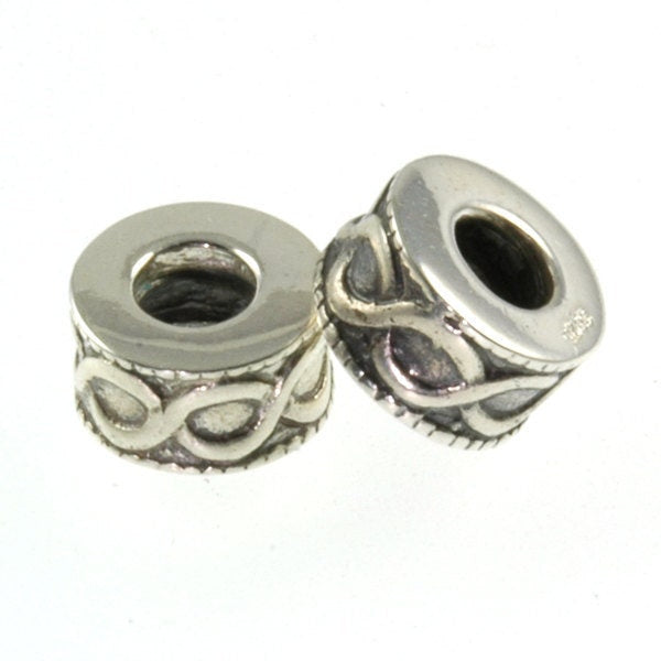 Threaded Sterling Silver Infinity Spacer Big Hole European Bead Charm Pair