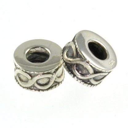 Threaded Sterling Silver Infinity Spacer Big Hole European Bead Charm Pair