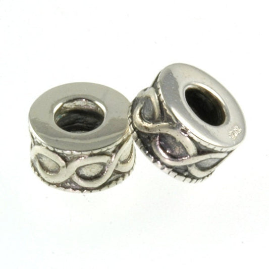 Threaded Sterling Silver Infinity Spacer Big Hole European Bead Charm Pair