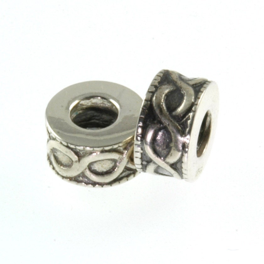 Threaded Sterling Silver Infinity Spacer Big Hole European Bead Charm Pair