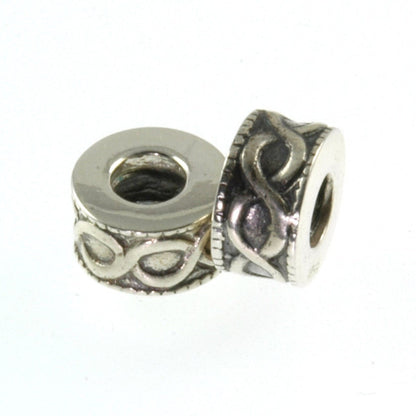 Threaded Sterling Silver Infinity Spacer Big Hole European Bead Charm Pair