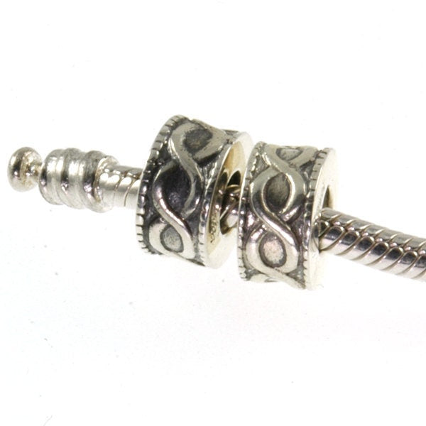 Threaded Sterling Silver Infinity Spacer Big Hole European Bead Charm Pair