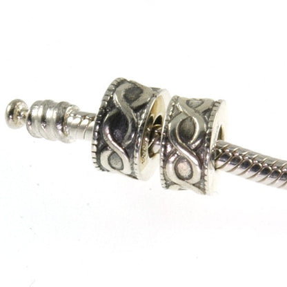 Threaded Sterling Silver Infinity Spacer Big Hole European Bead Charm Pair