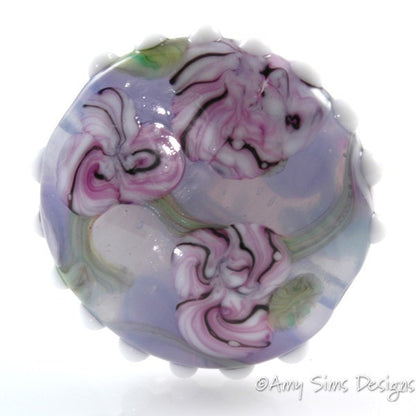 Watercolor Flowers Focal Lampwork Glass Bead
