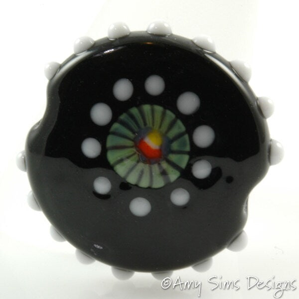 Halloween Candy Corn Murrini Focal Lampwork Glass Bead