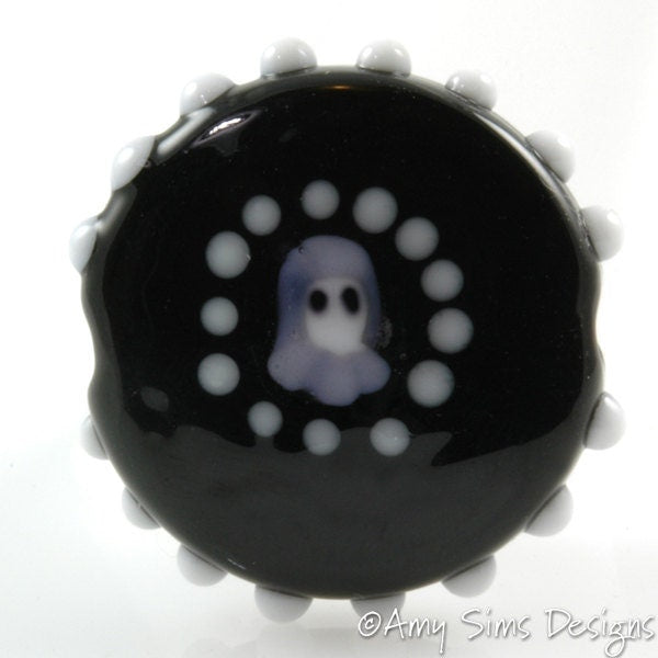 Halloween Ghost Murrini Focal Lampwork Glass Bead