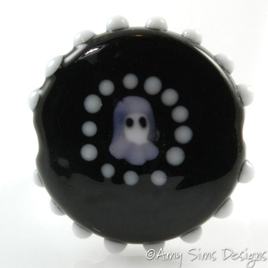 Halloween Ghost Murrini Focal Lampwork Glass Bead