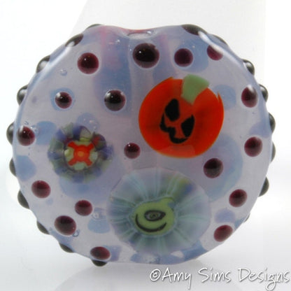 Halloween Ghost, Spider, Pumpkin Murrini Focal Lampwork Glass Bead