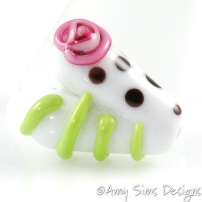 White Heart Focal Lampwork Glass Bead