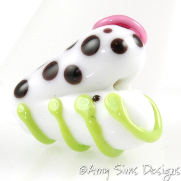 White Heart Focal Lampwork Glass Bead