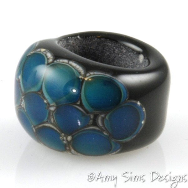Regaliz Bead: Kronos Blue Artisan Lampwork Glass Focal