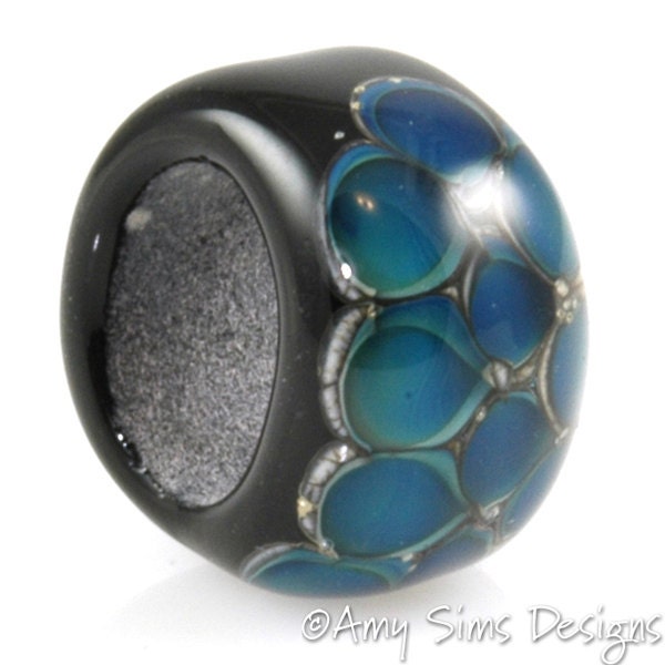 Regaliz Bead: Kronos Blue Artisan Lampwork Glass Focal