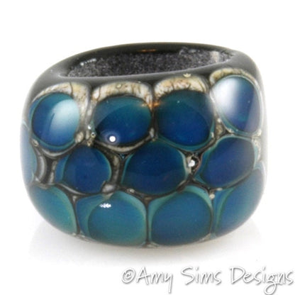 Regaliz Bead: Kronos Blue Artisan Lampwork Glass Focal