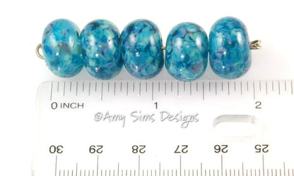 Handmade Teal Lampwork Glass Beads SRA River Dance