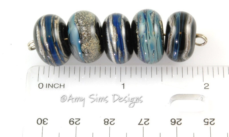 Handmade Blue Lampwork Glass Beads SRA Kronos