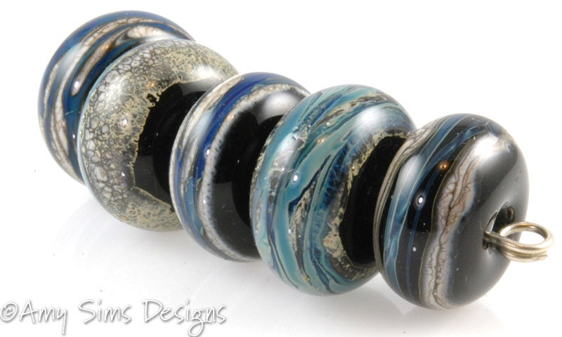 Handmade Blue Lampwork Glass Beads SRA Kronos