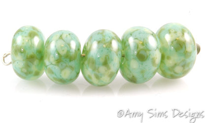 Handmade Green Autumn Lampwork Glass Beads SRA