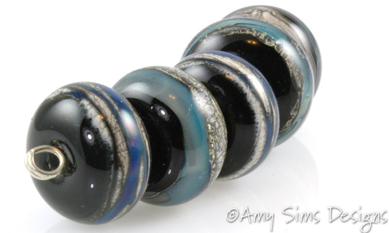 Handmade Blue Lampwork Glass Beads SRA Kronos