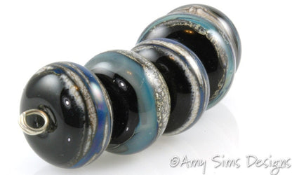Handmade Blue Lampwork Glass Beads SRA Kronos