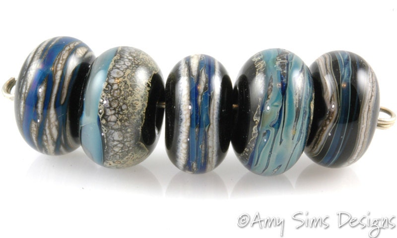 Handmade Blue Lampwork Glass Beads SRA Kronos