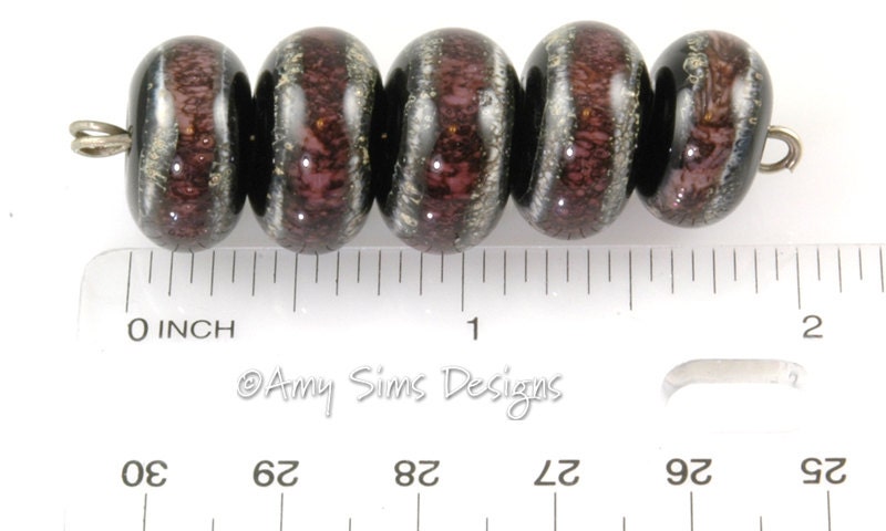 Handmade Purple Lampwork Glass Beads SRA S0204