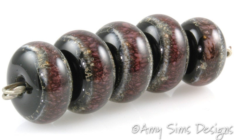 Handmade Purple Lampwork Glass Beads SRA S0204