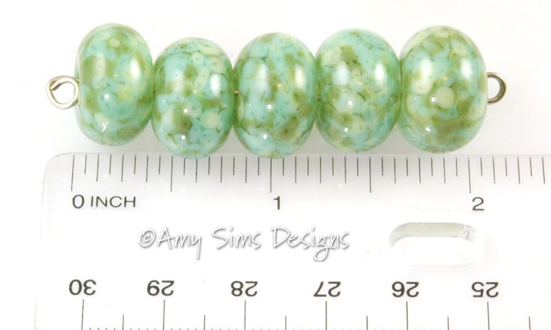 Handmade Green Autumn Lampwork Glass Beads SRA