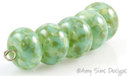 Handmade Green Autumn Lampwork Glass Beads SRA