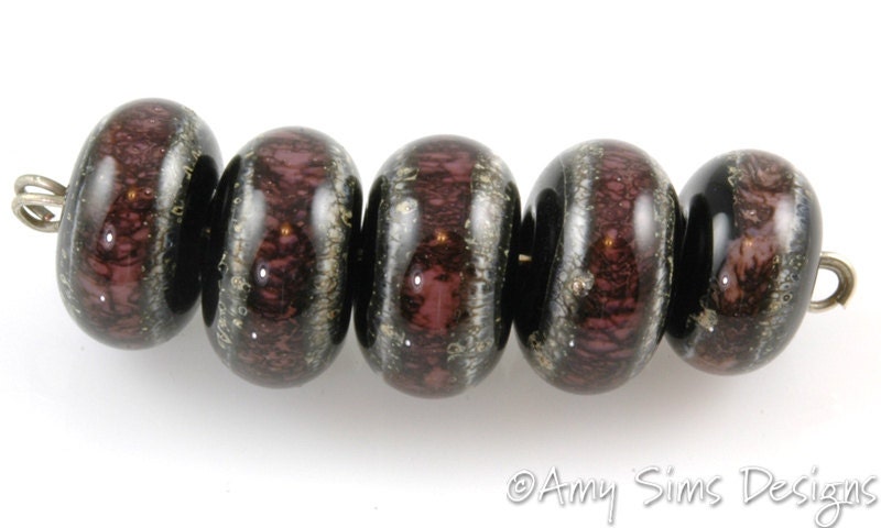 Handmade Purple Lampwork Glass Beads SRA S0204