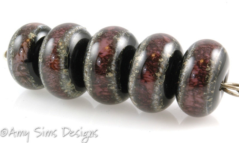 Handmade Purple Lampwork Glass Beads SRA S0204