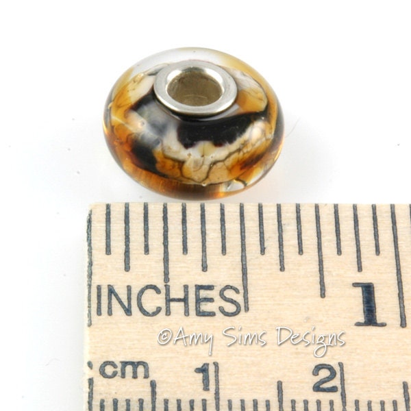 Tiger Glass Big Hole Bead Artisan Lampwork SRA