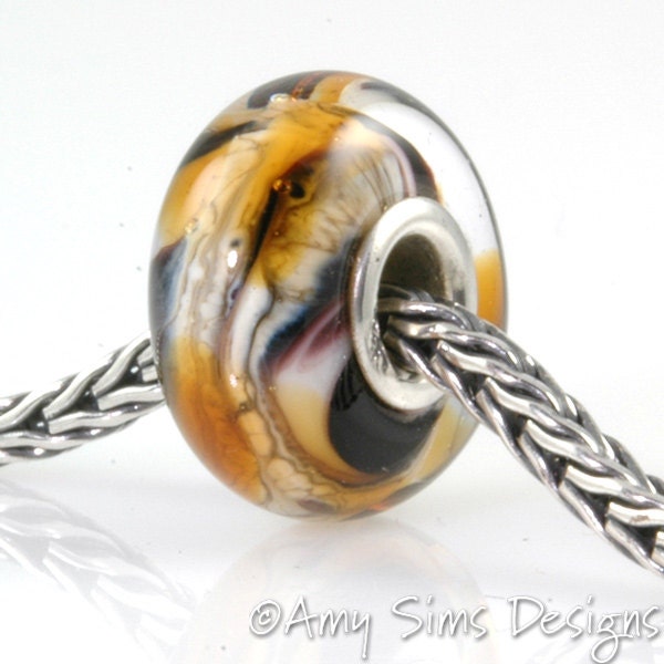 Tiger Glass Big Hole Bead Artisan Lampwork SRA